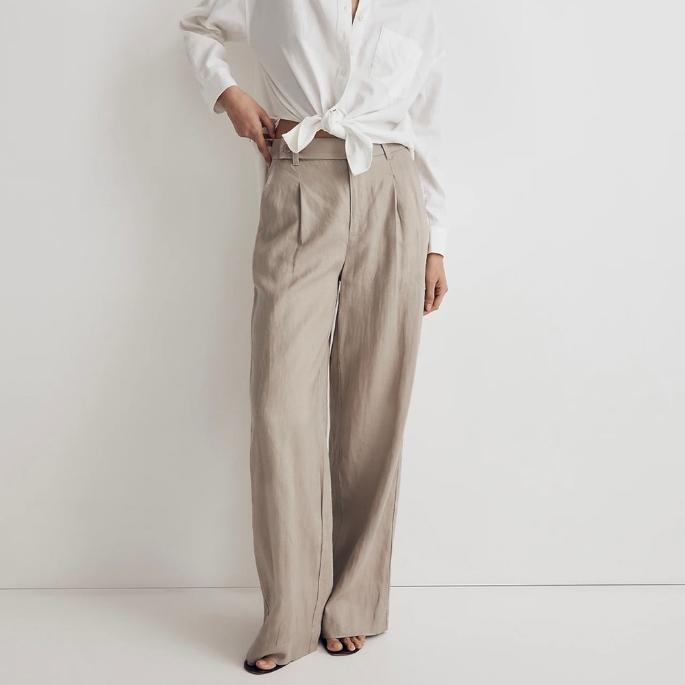 NWT Madewell The Harlow Wide Leg Pant (Linen) - Pumice